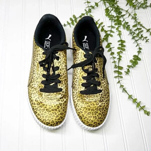 Puma Carina Gold & Black Leopard Print Sneakers Tennis Shoes Women's Size 10